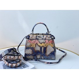 Fendi Exquisite Color Matching Snake Pattern Satchel Handbag For Women 