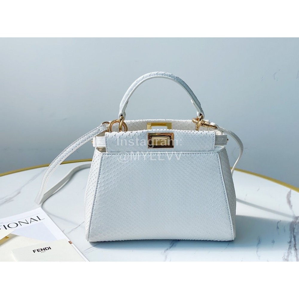 Fendi Exquisite Snake Pattern Messenger Bag For Women White