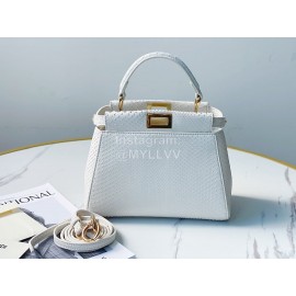 Fendi Exquisite Snake Pattern Messenger Bag For Women White