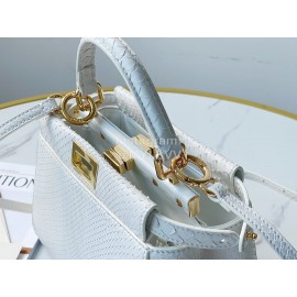 Fendi Exquisite Snake Pattern Messenger Bag For Women White