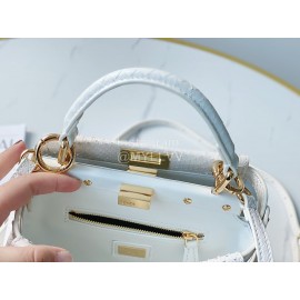 Fendi Exquisite Snake Pattern Messenger Bag For Women White