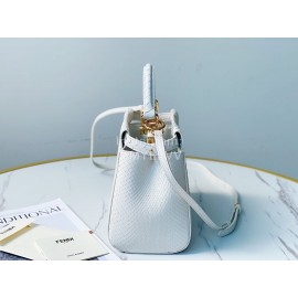 Fendi Exquisite Snake Pattern Messenger Bag For Women White