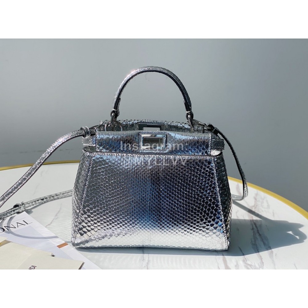 Fendi Exquisite Snake Pattern Messenger Bag For Women Silver
