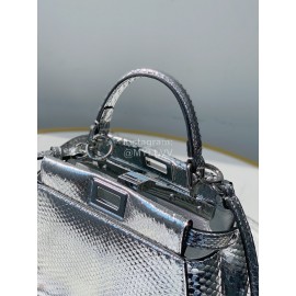 Fendi Exquisite Snake Pattern Messenger Bag For Women Silver