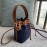 Fendi Fashion Embroidery Small Bucket Bag Blue