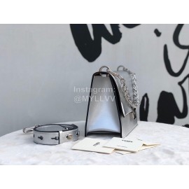 Fendi Calfskin Chain Flip Bag For Women Silver