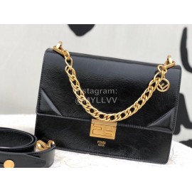 Fendi Calfskin Chain Flip Bag For Women Black