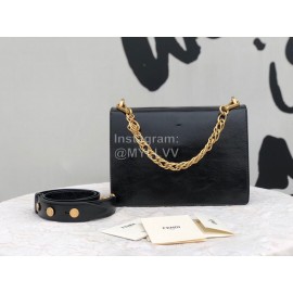 Fendi Calfskin Chain Flip Bag For Women Black