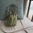 Fendi Embossed Printed Leather Bucket Bag Green