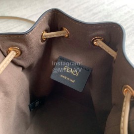 Fendi Embossed Printed Leather Bucket Bag Green