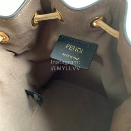 Fendi Embossed Printed Leather Bucket Bag Red