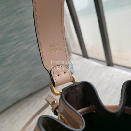 Fendi Embossed Printed Leather Bucket Bag Coffee