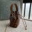 Fendi Embossed Printed Leather Bucket Bag Brown