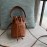 Fendi Brown Embossed Printed Leather Bucket Bag