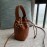 Fendi Brown Embossed Printed Leather Bucket Bag