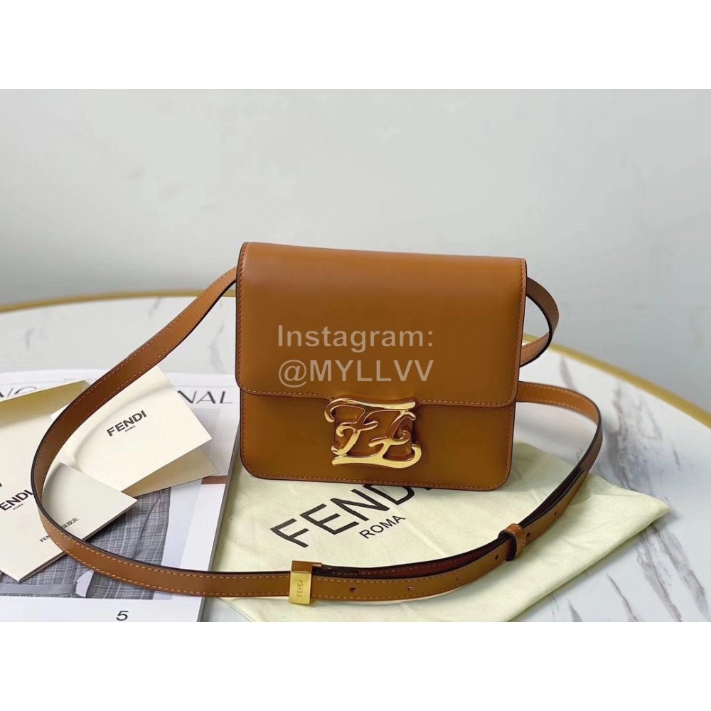 Fendi Brown Cowhide Flip Messenger Bag For Women