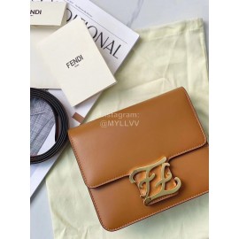 Fendi Brown Cowhide Flip Messenger Bag For Women