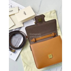 Fendi Brown Cowhide Flip Messenger Bag For Women