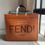 Fendi Brown Leather Large Shopping Bag