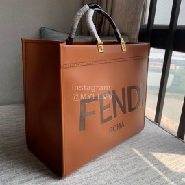 Fendi Brown Leather Large Shopping Bag