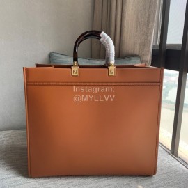 Fendi Brown Leather Large Shopping Bag
