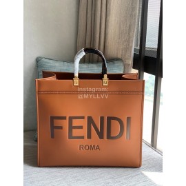 Fendi Brown Leather Large Shopping Bag