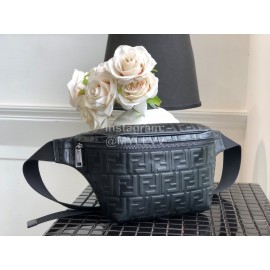 Fendi Black Embossed Print Chest Bag Waist Bag