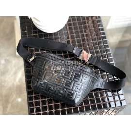 Fendi Black Embossed Print Chest Bag Waist Bag