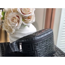 Fendi Black Embossed Print Chest Bag Waist Bag