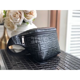 Fendi Black Embossed Print Chest Bag Waist Bag