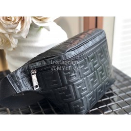 Fendi Black Embossed Print Chest Bag Waist Bag