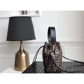 Fendi Embossed Printing Vintage Bucket Bag Coffee