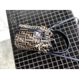 Fendi Embossed Printing Vintage Bucket Bag Coffee