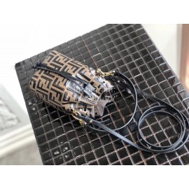 Fendi Embossed Printing Vintage Bucket Bag Coffee