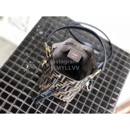 Fendi Embossed Printing Vintage Bucket Bag Coffee