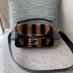 Fendi Black Patent Leather Stripe Medium Bag For Women