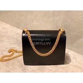 Fendi Black Calfskin Gold Chain Messenger Bag