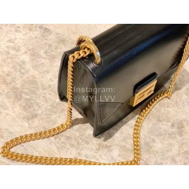 Fendi Black Calfskin Gold Chain Messenger Bag
