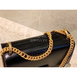 Fendi Black Calfskin Gold Chain Messenger Bag