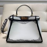 Fendi Fashion Black White Leather Handbag