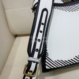 Fendi Fashion Black White Leather Handbag