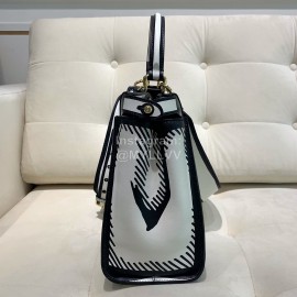 Fendi Fashion Black White Leather Handbag