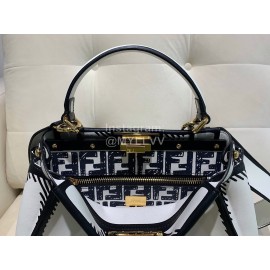 Fendi Fashion Black White Leather Handbag