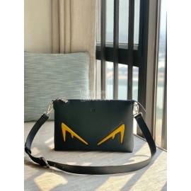 Fendi Roman Leather One Shoulder Messenger Bag Yellow