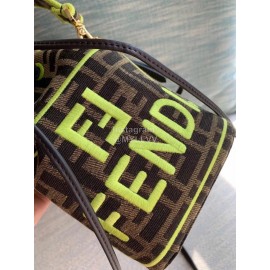 Fendi Embroidery Letter Drawstring Portable Bucket Bag Yellow