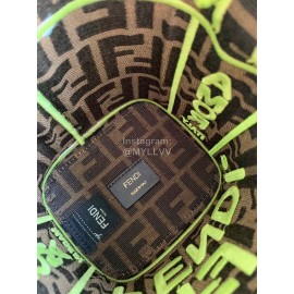 Fendi Embroidery Letter Drawstring Portable Bucket Bag Yellow