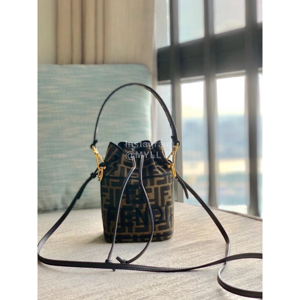 Fendi Embroidery Letter Drawstring Portable Bucket Bag