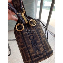 Fendi Embroidery Letter Drawstring Portable Bucket Bag