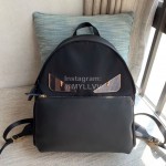 Fendi New Black Nylon Leather Backpack 