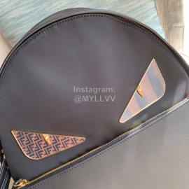 Fendi New Black Nylon Leather Backpack 